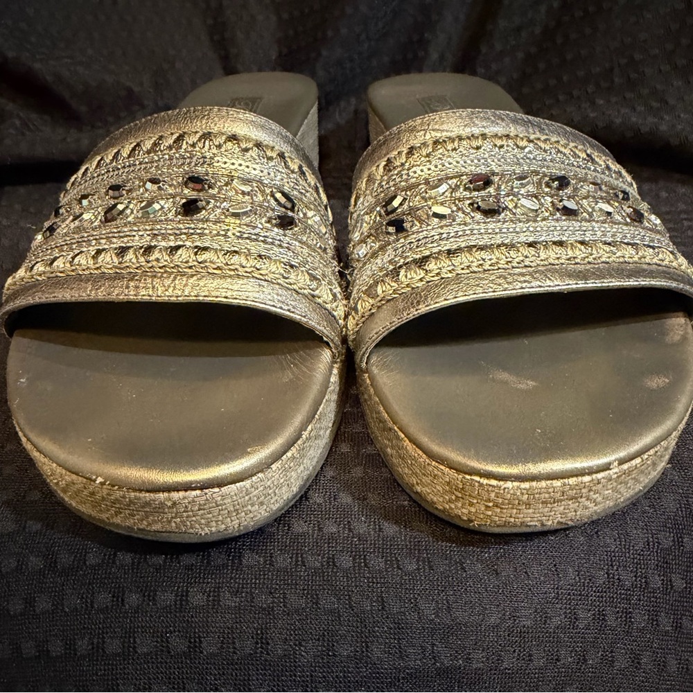 Brighton “Tactic” Metallic Slide Sandals View 3